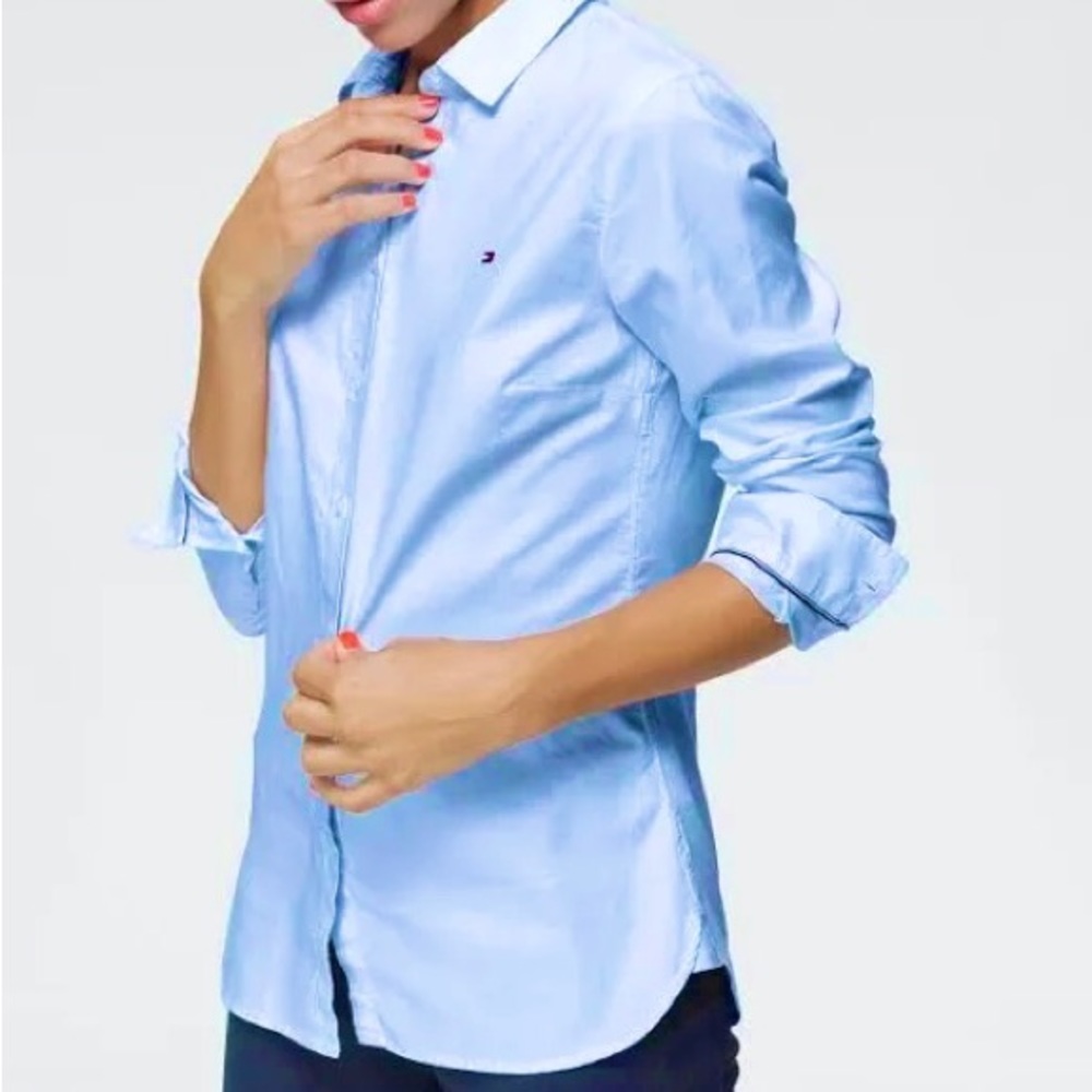 Tommy Hilfiger Heritage Jenna Button Down Regular Shirt Blue Fitted Size 2